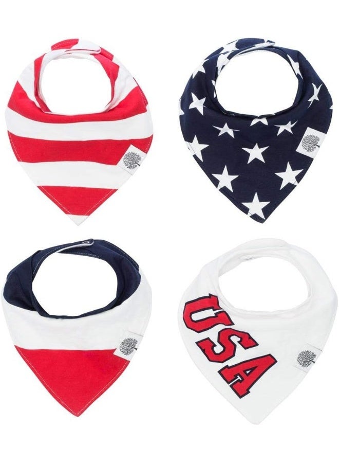 Parker Baby Co. Parker Baby Co. 4th of July Bandana Drool Bibs 4 Pack Patriotic USA Bibs for Boys, Girls, Unisex - Freedom Set  - Image 1