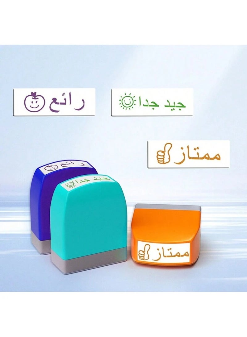Arabic Teacher Stamps for Grading Classroom,Parent Signature Self-Inking Teacher Stamp Set School Supplies Stamps for Homework Reward with 8 pcs Classroom Supplies for School Elementary(Rainbow) - Image 5