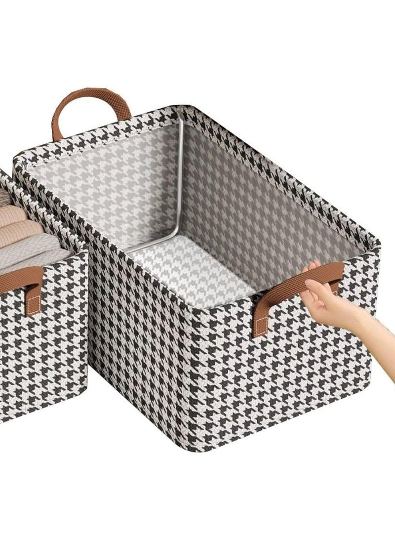 Huitich Foldable Clothes Organizer Storage Box with Steel Handle 44cm x 30cm x 20cm  - Image 1