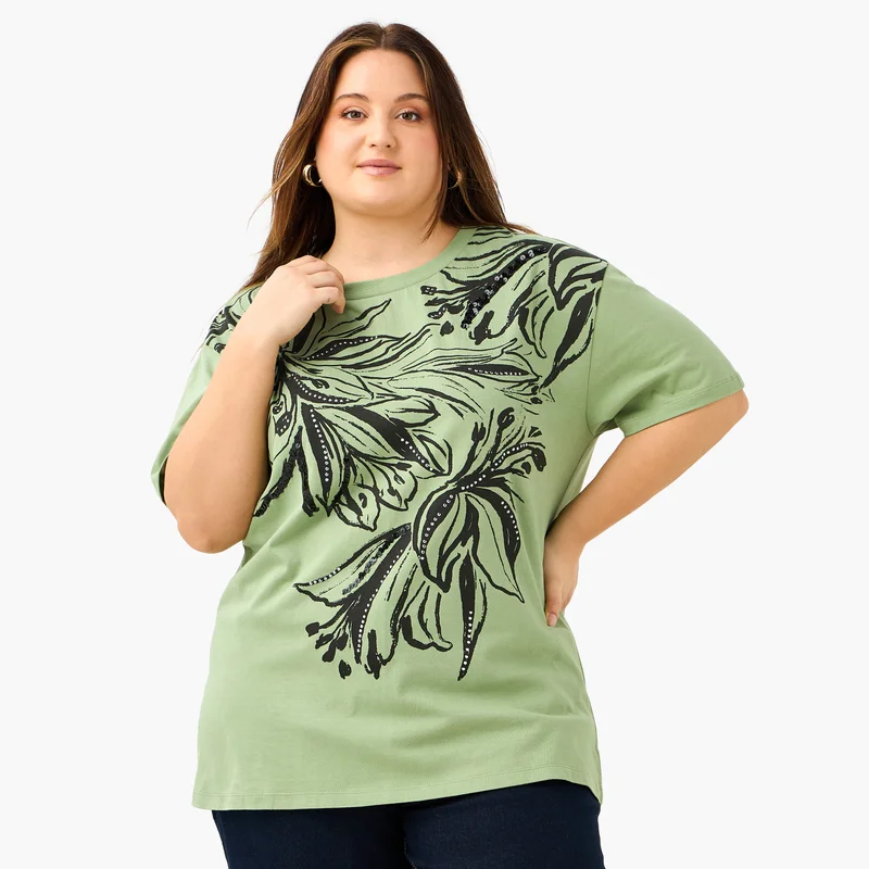  أولا بوبكن Plus Size Ulla Popken Printed Top