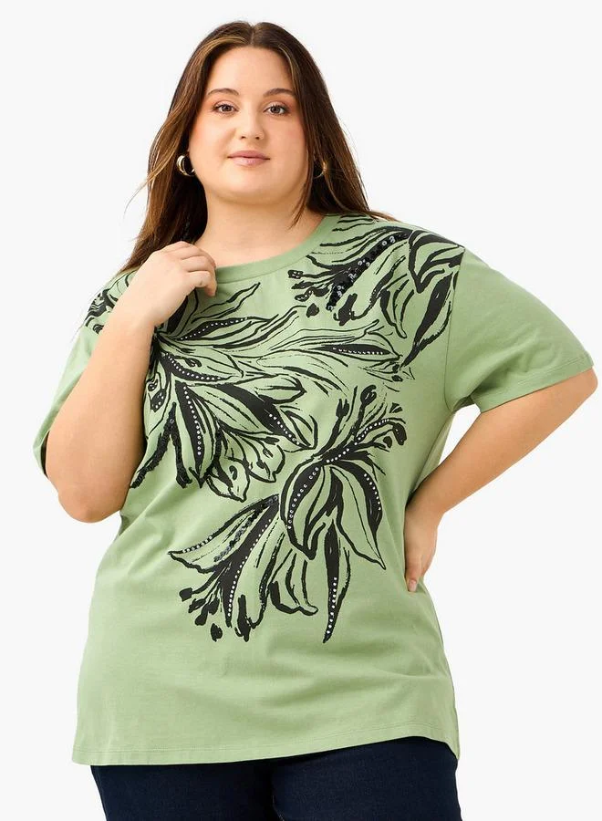 Ulla Popken Plus Size Ulla Popken Printed Top