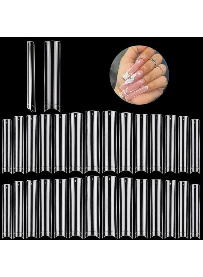 Deciniee 504Pcs Xxl Square No C Curve Nail Tips For Acrylic Nails Professional Clear Tapered Square Straight Half Cover Extra Long Fake Nails Ballerina Coffin Nails Tips For Salons Diy Nail Art - Image 1