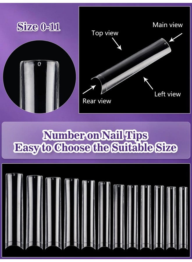 Deciniee 504Pcs Xxl Square No C Curve Nail Tips For Acrylic Nails Professional Clear Tapered Square Straight Half Cover Extra Long Fake Nails Ballerina Coffin Nails Tips For Salons Diy Nail Art - Image 4