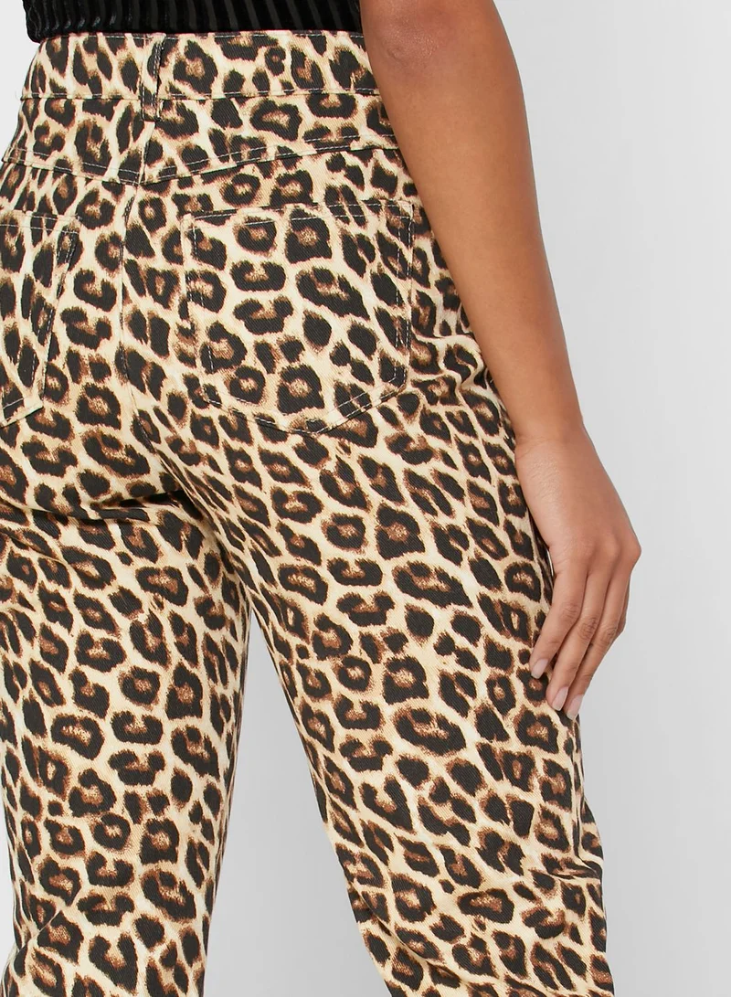 FOREVER 21 Animal Print Zip Detail Leggings