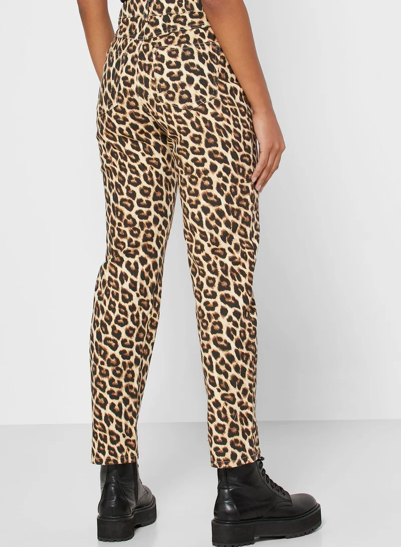FOREVER 21 Animal Print Zip Detail Leggings