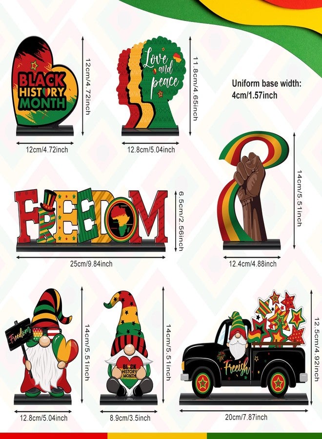 Capoda 7 Pcs Black History Month Decorations Wooden Black History Month Table Centerpieces Black History Month Table Signs Wood Black Freedom Day Table Toppers for Black History Month Party Supplies - Image 2