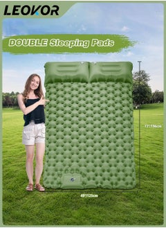 LEOKOR Camping Double Sleeping Pad,2 Person Large Camping Pad with Pillow,Foot Pump Inflatable Camping Mattress,Portable Waterproof Air Cushion Sleeping Bag for Backpacking,Hiking,Travel  - Image 2