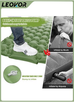 LEOKOR Camping Double Sleeping Pad,2 Person Large Camping Pad with Pillow,Foot Pump Inflatable Camping Mattress,Portable Waterproof Air Cushion Sleeping Bag for Backpacking,Hiking,Travel  - Image 3