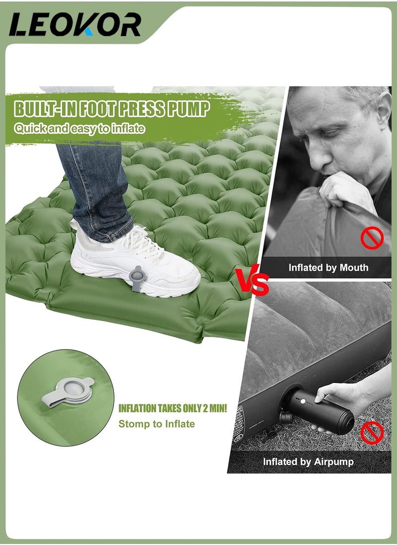 LEOKOR Camping Double Sleeping Pad,2 Person Large Camping Pad with Pillow,Foot Pump Inflatable Camping Mattress,Portable Waterproof Air Cushion Sleeping Bag for Backpacking,Hiking,Travel  - Image 3