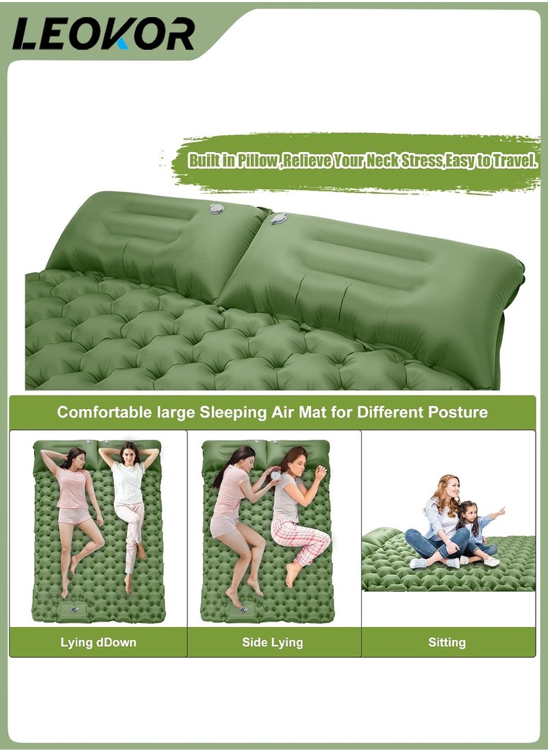 LEOKOR Camping Double Sleeping Pad,2 Person Large Camping Pad with Pillow,Foot Pump Inflatable Camping Mattress,Portable Waterproof Air Cushion Sleeping Bag for Backpacking,Hiking,Travel  - Image 4