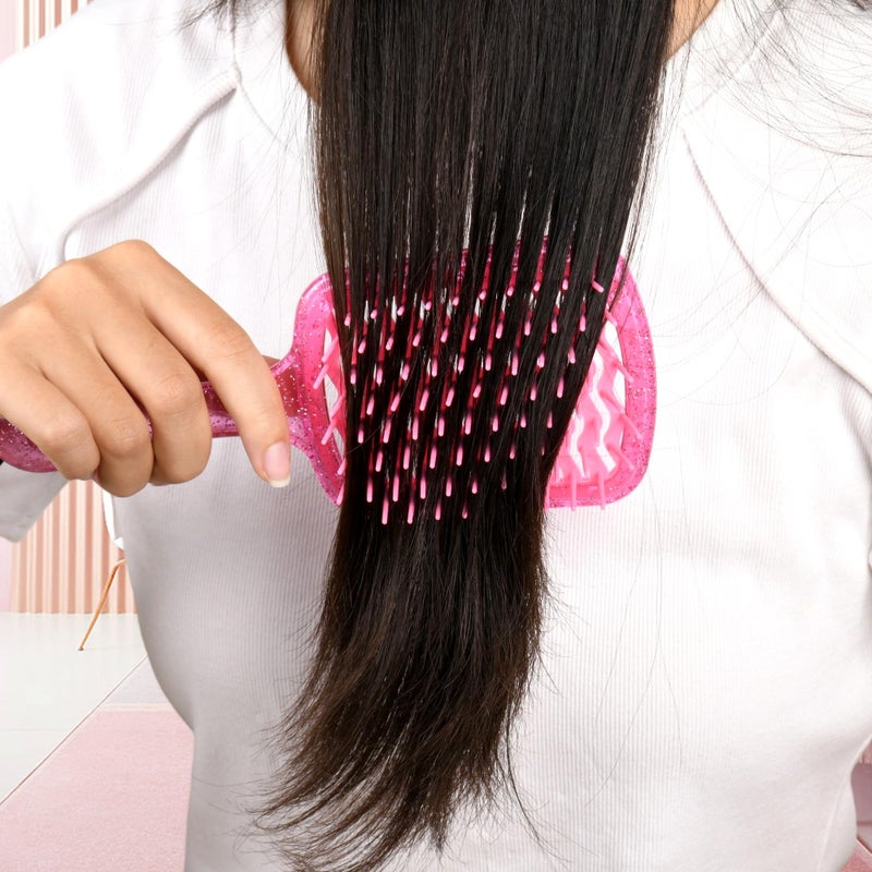 SUPHOUSE Detangling Hair Brush for All Wet or Dry Hair Types, Pain-Free Brushing Durable, Anti-Static Bristles, Lightweight Handle, Vented Wave UltraFlex Hair Brush (Rose Quartz Pink) - Image 4