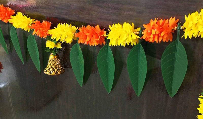 Afarza Toran For Main Door Latest Home Decoration Entrance Hanging Handmade Bandarwal Gift Item (Yellow Orange) - 40 Inch - Image 3