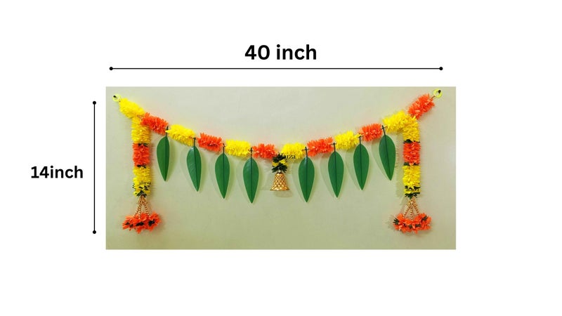 Afarza Toran For Main Door Latest Home Decoration Entrance Hanging Handmade Bandarwal Gift Item (Yellow Orange) - 40 Inch - Image 5