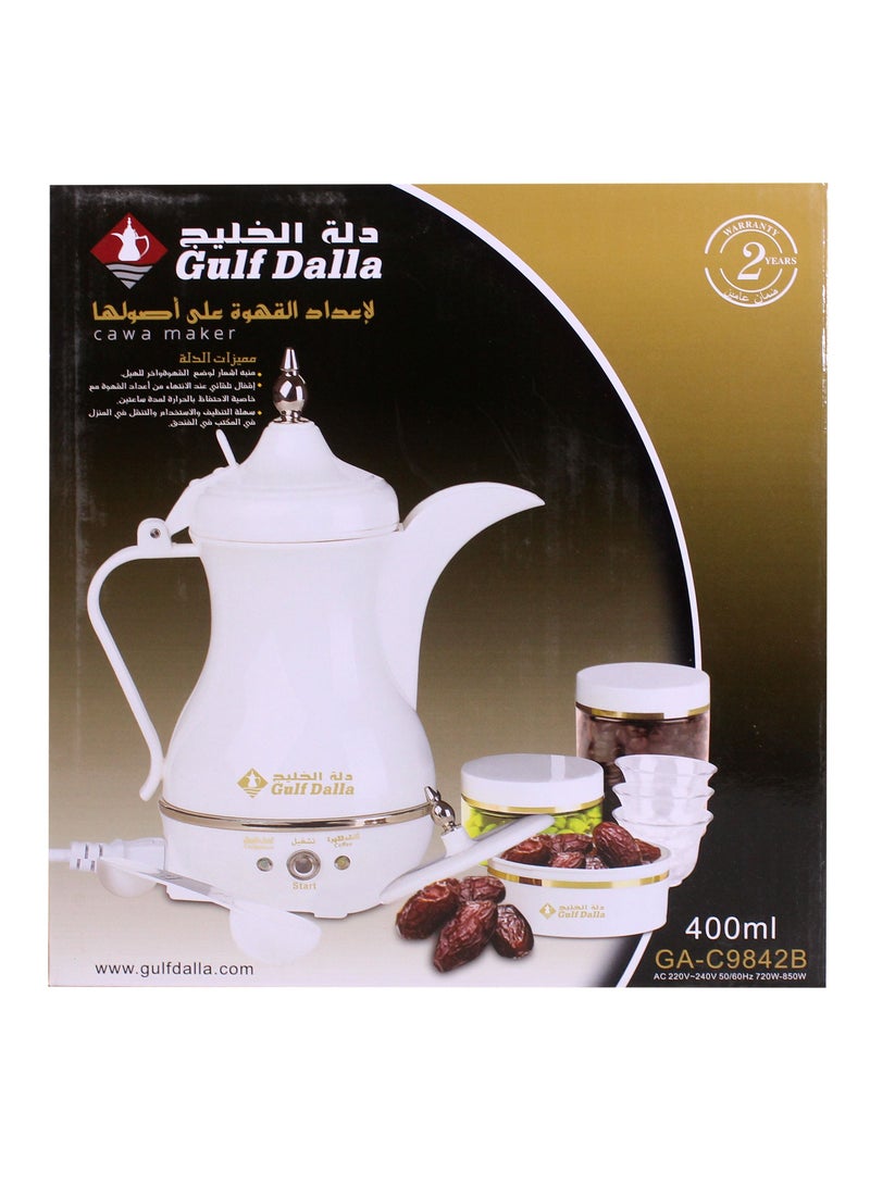 غالف دالا ماكينة صنع القهوة 400 مل GA-C9842B أبيض/ذهبي - Image 4