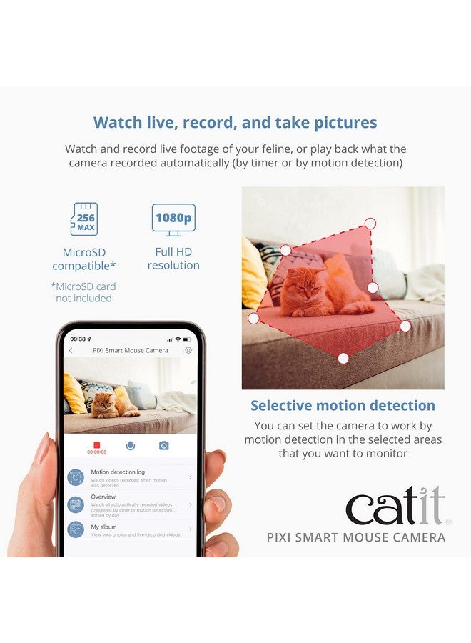 كاتيت كاميرا الفأرة الذكية Catit PIXI، كاميرا حيوانات أليفة يتم التحكم بها عبر التطبيق للقطط - Image 3
