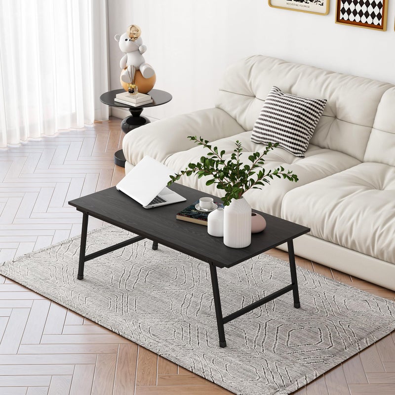 Crocofair Black Coffee Table Foldable,Center Tables Modern Style, Industrial Wood Tabletop and Metal Frame, Accent Furniture for Home Office, Living Room,End Table,Tea Table, No Assembly - Image 3