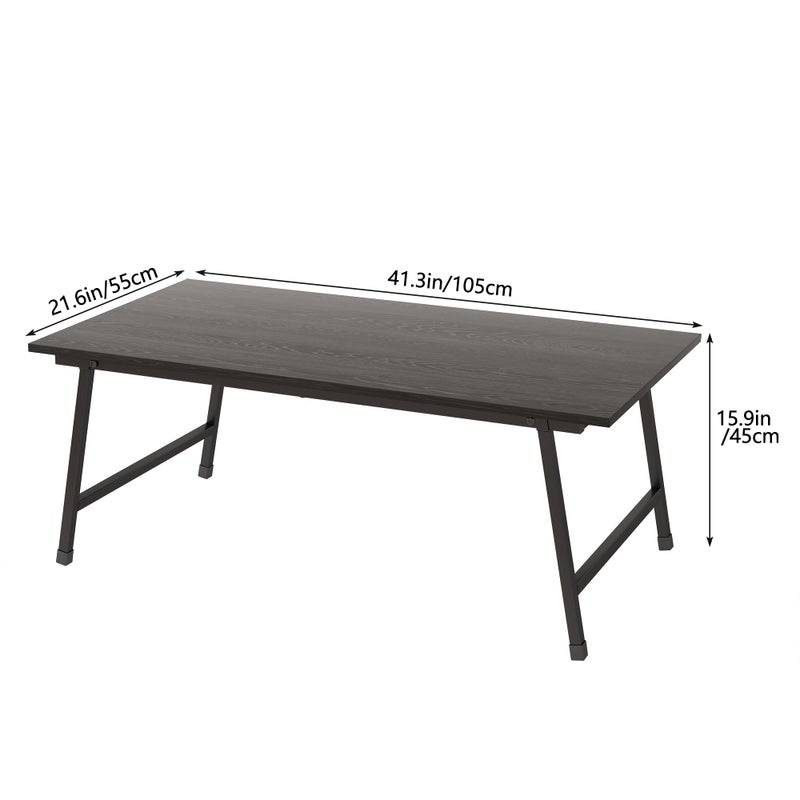 Crocofair Black Coffee Table Foldable,Center Tables Modern Style, Industrial Wood Tabletop and Metal Frame, Accent Furniture for Home Office, Living Room,End Table,Tea Table, No Assembly - Image 5
