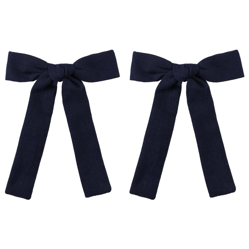 Miroksh Navy Blue Cotton Linen Hair Bows 5 inch Alligator Hair Clips Barrettes for Women Girls Kids Cute Fall outfits Wedding Prom Party Dress Decor Accessories Big Set