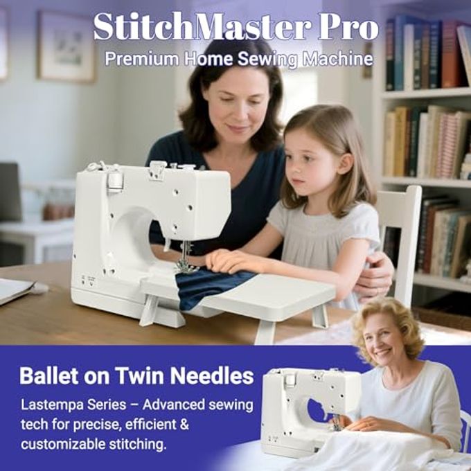 Lastempa StitchMaster Pro Sewing Machine Twin/Double Needle Compatible, 14 Stitches, Easy for Beginners & Home Users - Image 2