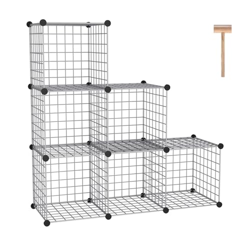 C&AHOME Wire Cube Storage, 6 - Cube Organizer Metal C Grids, Modular Shelves Units, Closet Organizer, Ideal for Home, Office, Living Room, 36.6”L x 12.4”W 36.6”H, Silver Gray UWCS3006G - Image 1