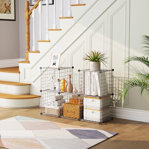 C&AHOME Wire Cube Storage, 6 - Cube Organizer Metal C Grids, Modular Shelves Units, Closet Organizer, Ideal for Home, Office, Living Room, 36.6”L x 12.4”W 36.6”H, Silver Gray UWCS3006G - Image 5