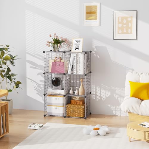 C&AHOME Wire Cube Storage, 6 - Cube Organizer Metal C Grids, Modular Shelves Units, Closet Organizer, Ideal for Home, Office, Living Room, 36.6”L x 12.4”W 36.6”H, Silver Gray UWCS3006G - Image 3