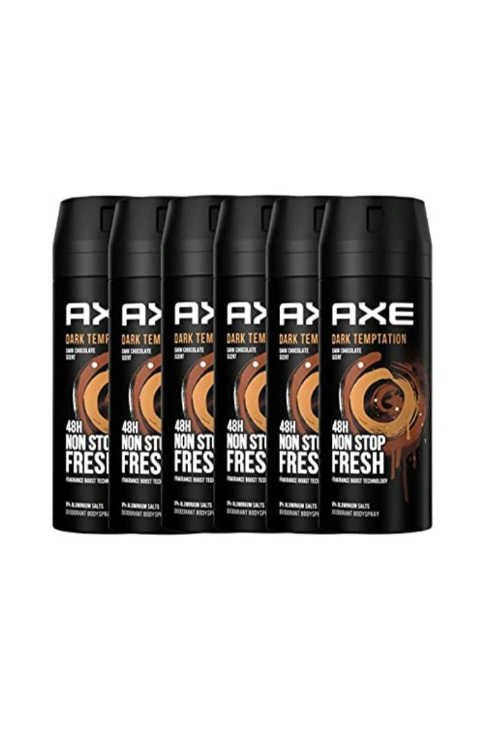 Axe Dark Temptation Dark Chocolate Scent Body Deodorant Spray Pack of 6 - Image 1