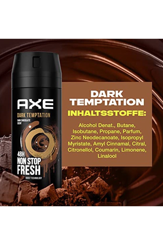 Axe Dark Temptation Dark Chocolate Scent Body Deodorant Spray Pack of 6 - Image 2