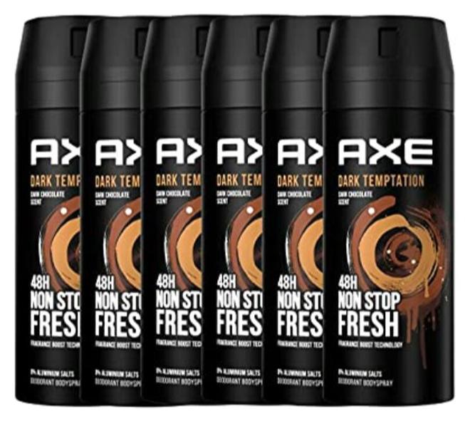 Axe Dark Temptation Dark Chocolate Scent Body Deodorant Spray Pack of 6 - Image 1