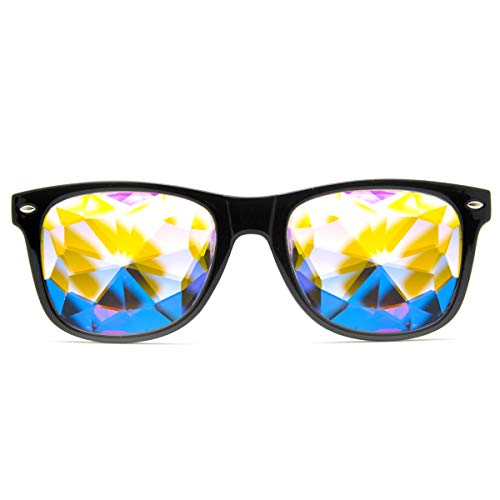 GloFX Ultimate Kaleidoscope Glasses - Black - Rainbow Edm Rave Light Diffraction Music Festival Eyewear (Black) - Image 1