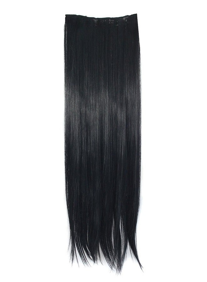 MapofBeauty 24" Long Straight Clip in Hair Extensions Hairpieces (Black) - Image 3