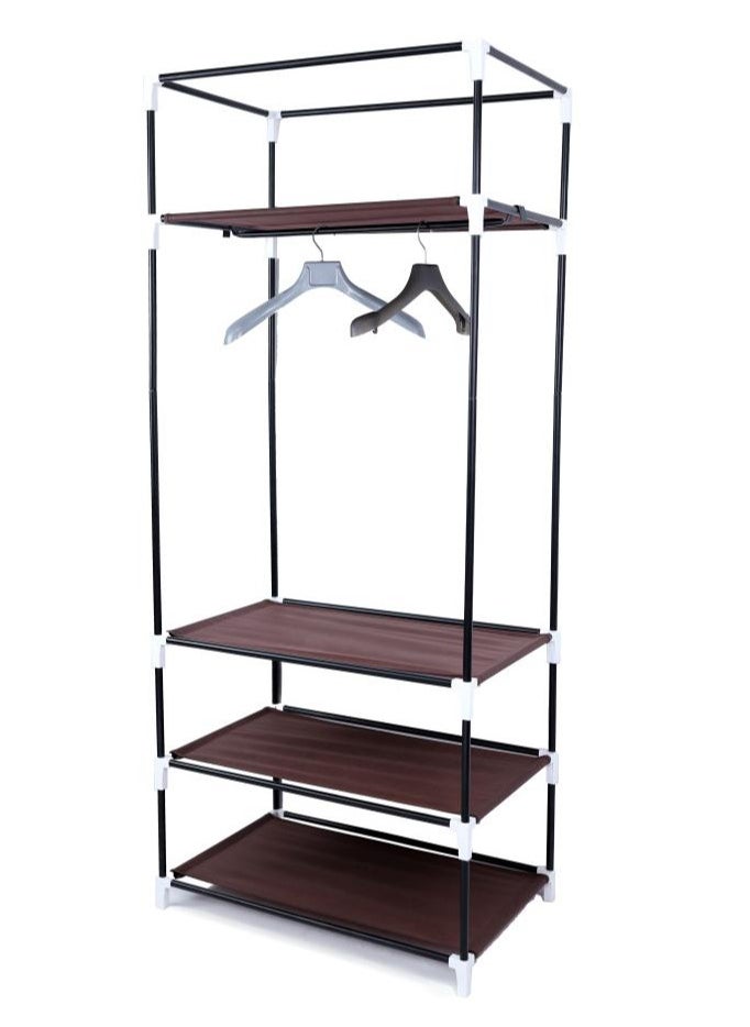 FOLDABLE NON-WOVEN WARDROBE WITH FOUR SHELVES AND A HANGING BAR AND TWELVE SIDE POCKETS. SIZE 75X50X180 CM - BROWN COLOR - pzsku/Z5198B56263420499150CZ/45/_/1715629529/739f84a2-77da-49fa-8b61-8b4d903c391a