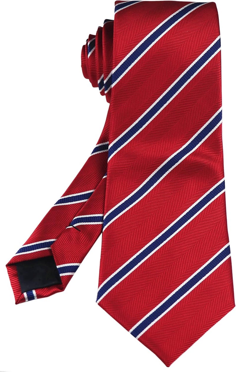 Secdtie Men's Classic Stripe Jacquard Woven Silk Tie Formal Party Suit Necktie - Image 3
