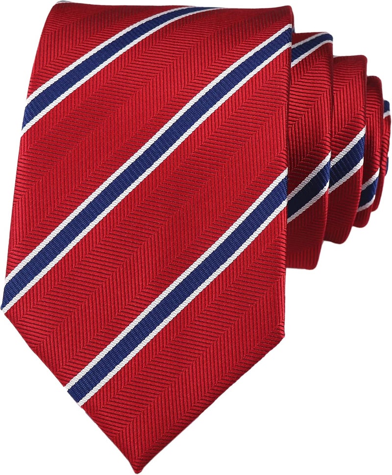 Secdtie Men's Classic Stripe Jacquard Woven Silk Tie Formal Party Suit Necktie - Image 1