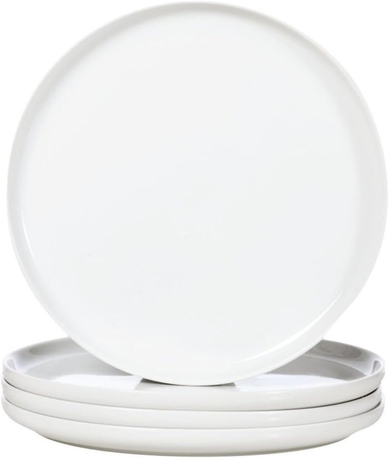 WishDeco Ceramic Dinner Plates Set of 4, Large Serving Plates 桅27 cm / 10.5 inch, White Round Porcelain Serving Dishes for Salad, Pizza, Steak, Buffet, Microwave & Dishwasher Safe - Image 1