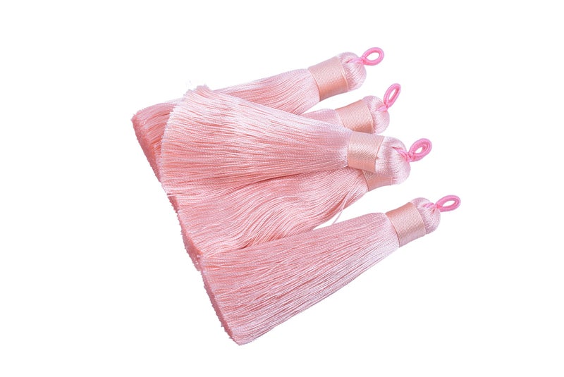 KONMAY 10pcs 3.4''(8.5cm) Handmade Imitation Silk Tassels with Hanging Loop for Jewelry Making (Peach) - Image 5