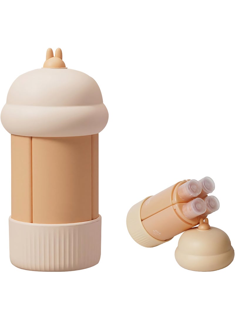 Neonix Toiletries Travel Bottle 4-in-1 Portable Travel Bottle Leakproof Squeezable Travel Size Container Refillable Liquid Travel Accessories Shampoo Bath Lotion (Beige) - Image 1