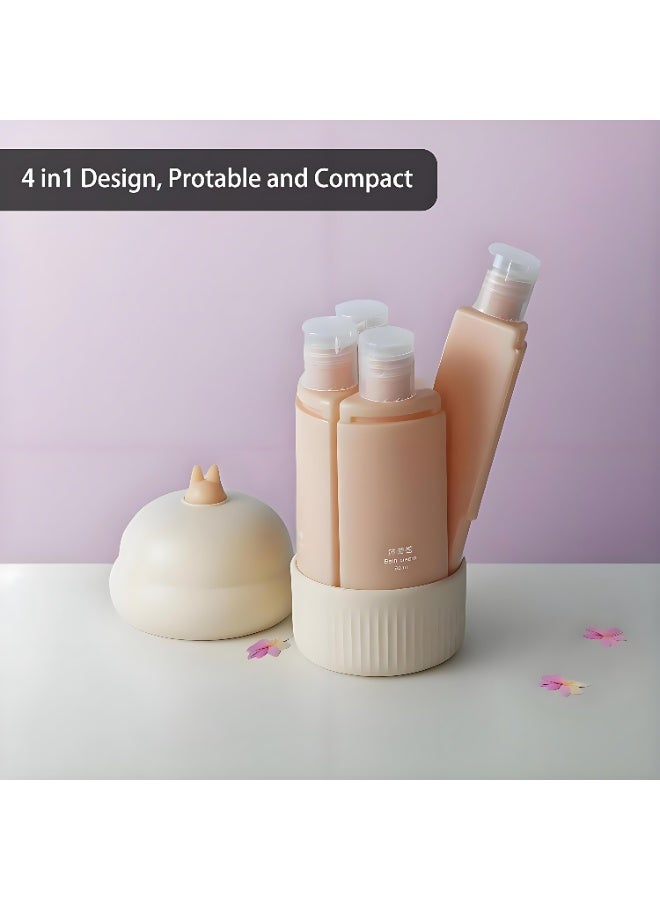 Neonix Toiletries Travel Bottle 4-in-1 Portable Travel Bottle Leakproof Squeezable Travel Size Container Refillable Liquid Travel Accessories Shampoo Bath Lotion (Beige) - Image 3