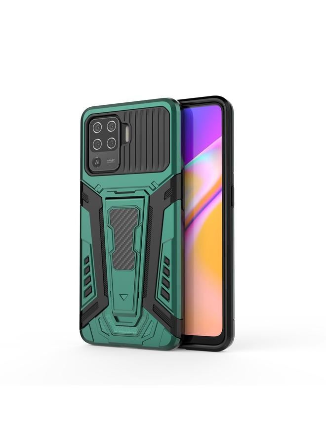 اس-توب جراب لهاتف OPPO F19 Pro من سلسلة War Chariot، جراب واقٍ شامل مقاوم للصدمات مصنوع من مادة PC + TPU مع حامل غير مرئي - Image 1