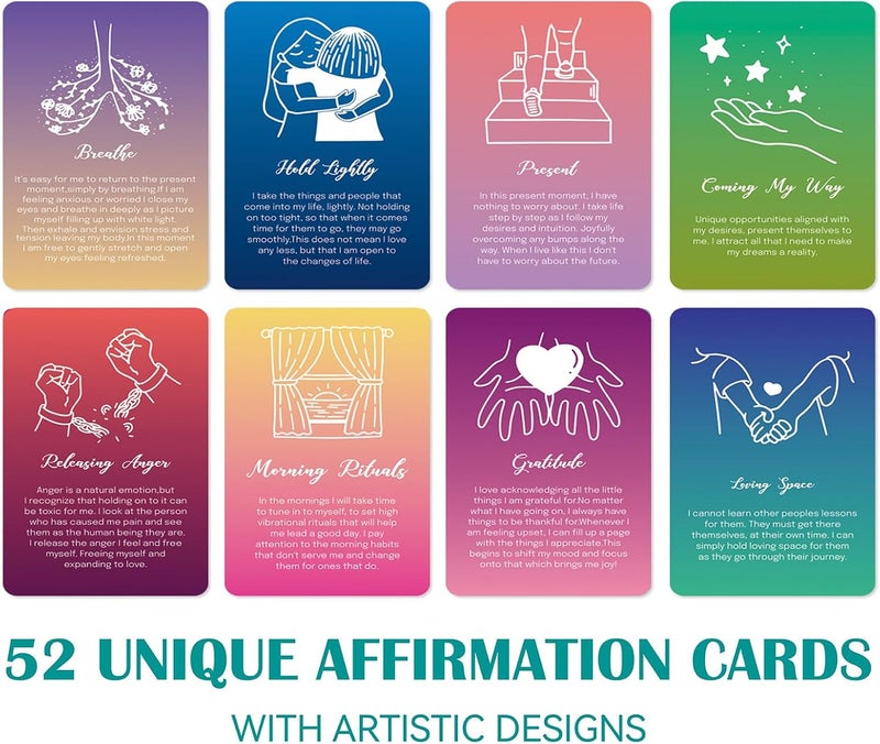 A ARTZONE 52 Pcs Positive Affirmations Meditation Spiritual Self Care Cards Gifts, Set of 6, 9.7x6 cm Paper Prints - Image 3