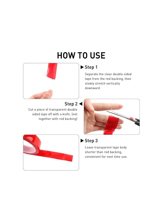 PROMASS promass Double Sided Tape Heavy Duty, Extra Large Nano Double Sided Adhesive Tape,Clear Mounting Tape Picture Hanging Adhesive Strips,Removable Tape,2mm x 50mm x 5m,Red Film  - Image 3