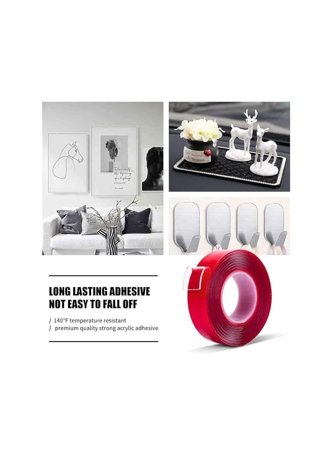 PROMASS promass Double Sided Tape Heavy Duty, Extra Large Nano Double Sided Adhesive Tape,Clear Mounting Tape Picture Hanging Adhesive Strips,Removable Tape,2mm x 50mm x 5m,Red Film  - Image 4
