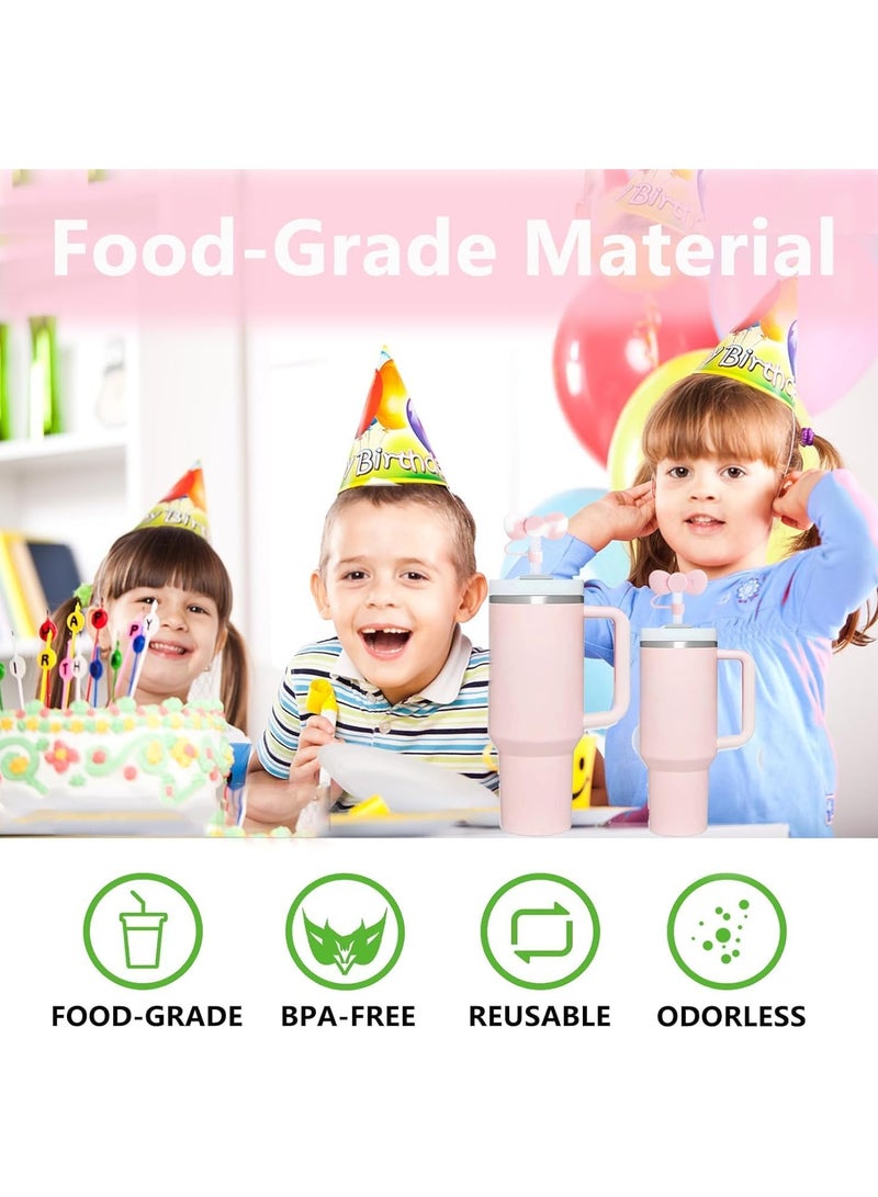 3 Pcs Lovely Bow Straw Covers Cap Toppers Compatible with Stanley 30 and 40 oz Tumbler Cups,Reusable Cute Silicone Straw Tips Lids Protectors for 0.4 in/10mm Stanley Cups Straws Accessories