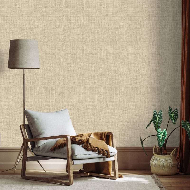 تانون قشر ورق لاصق Tanone Khaki مقاس 15.8 × 118 بوصة من قماش العشب، ورق حائط ذاتي اللصق قابل للإزالة، ورق حائط سميك من القماش والكتان ديكور لخزائن الحائط وأدراج المطبخ - Image 4