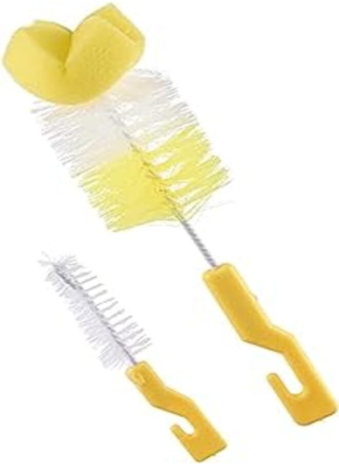 FISH Little Fish Baby Bottle and Teat Brushes Set 2 Pieces - Yellow and White 