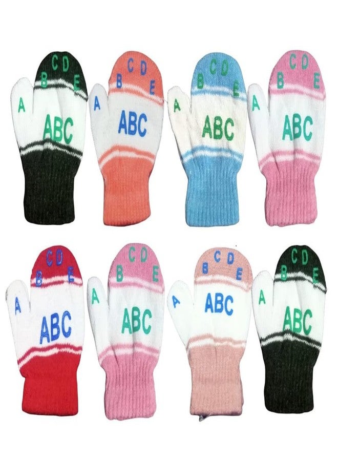 MIKONIKO Kids Boys & Girl's Toddler Mutthi ABC Letters full Finger Winter Gloves/Mittens_Pack Of 8 (Multicolour,0-6 months) - Image 1