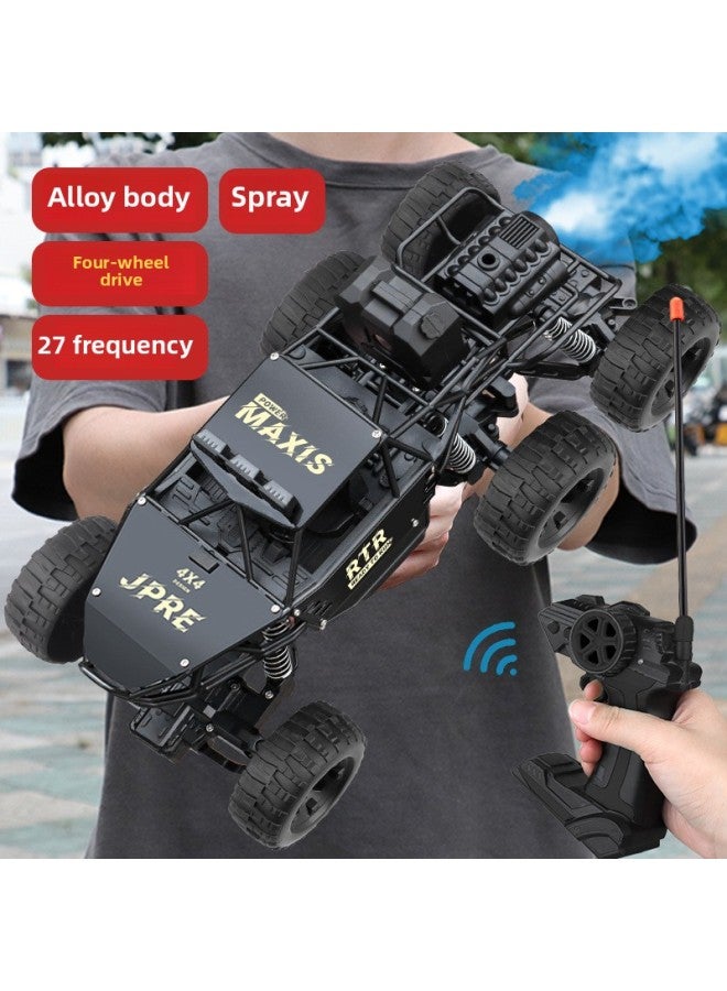 Alloy Remote Control Off-road Vehicle High-speed Four-wheel Drive Climbing Charging Electric Tank Car Children Boy Toy Racing Car Large-Color:Black 28cm Upgraded Six-wheel Four-wheel Spray Off-road Vehicle - Image 1