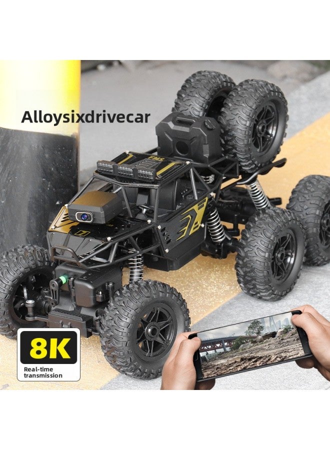 Alloy Remote Control Off-road Vehicle High-speed Four-wheel Drive Climbing Charging Electric Tank Car Children Boy Toy Racing Car Large-Color:Black 28cm Upgraded Six-wheel Four-wheel Spray Off-road Vehicle - Image 5