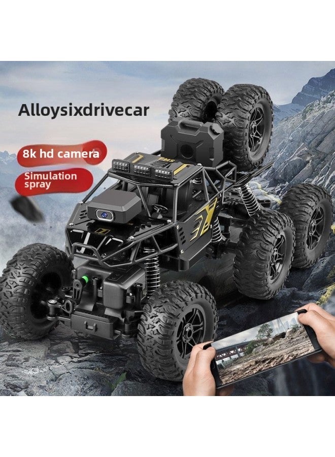 Alloy Remote Control Off-road Vehicle High-speed Four-wheel Drive Climbing Charging Electric Tank Car Children Boy Toy Racing Car Large-Color:Black 28cm Upgraded Six-wheel Four-wheel Spray Off-road Vehicle - Image 3