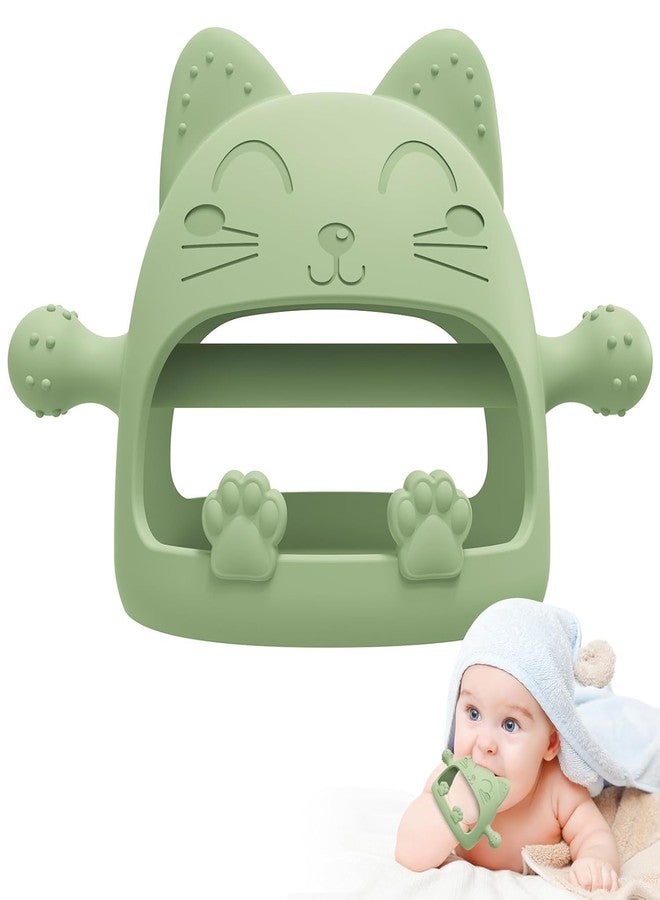 Onomie Baby Teething Toys for Babies 0-6 Months-Baby Teether,Anti-Drop Silicone Mitten Teething Toy for Soothing Sore Gums,Teething Pacifier,Baby Toys 6 to 12 Months-Ideal Travel Essentials for (Avocado, Cat) - Image 1